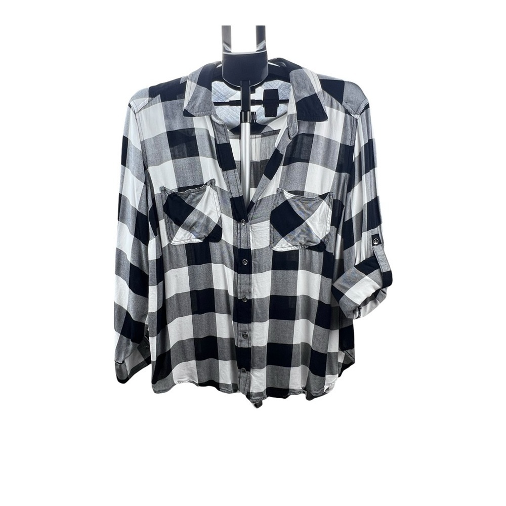 Rock & Republic Monochrome Checkered Button Down Shirt